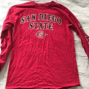 SDSU Red Long Sleeve With Sleeve Detailing